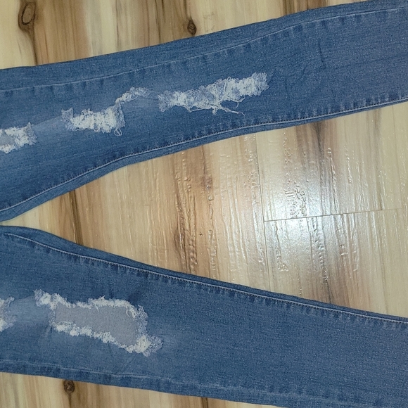 Fashion Nova Medium Blue High Waisted Distressed Jeans - Picture 4 of 10
